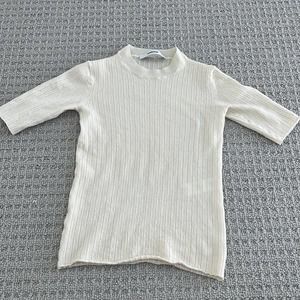 *DONATING 3/25* NWOT Thakoon Mock Neck Merino Wool Tee, Cream, XS (fits XXS)